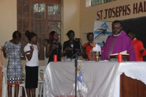 Fr. Bruno during the Eucharist celebration at the school main hall