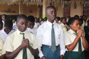 Humbled students during the prayer moment